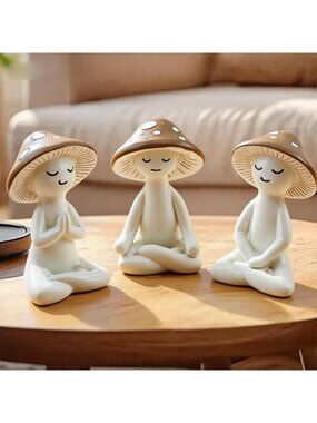 Charming Resin Mushroom Statue for Home & Garden Decor - Cute Fungi Accent Piece